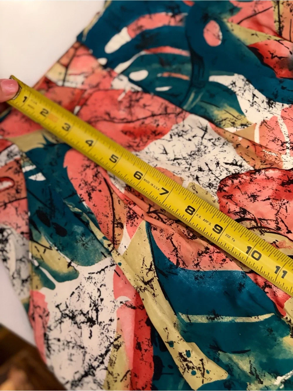 Tropical Print High-Waist Shorts - Coral, Teal, Yellow
